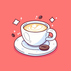 cup of coffee with beans coffe raw