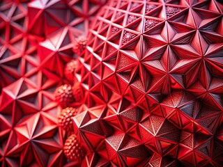 Abstract Red Geometric 3D Background: Macro Photography Rendering