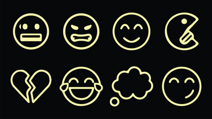 Happy and Smiley face emoji icons. Vector illustration EPS 10