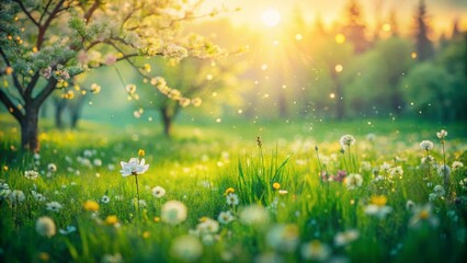 Fototapeta premium Abstract Spring Green Blur: Drone Photography Background for Design