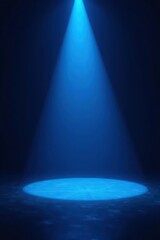 Dark stage, single vibrant blue spotlight on center, , emptystage, abstract