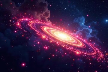 Obraz premium Dynamic light trails, celestial dance, galactic core, stars, powerful