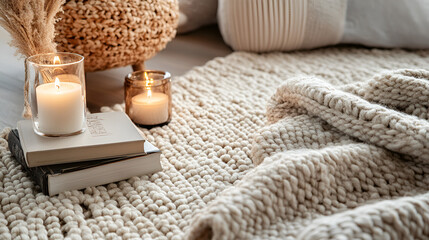 cozy blanket and candles