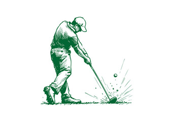 Golf Player hand drawn sketch vector illustration