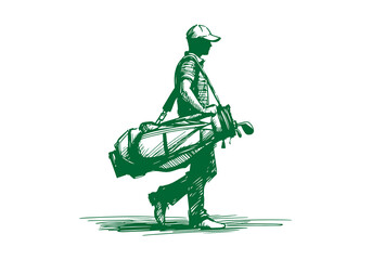 Golf Player hand drawn sketch vector illustration