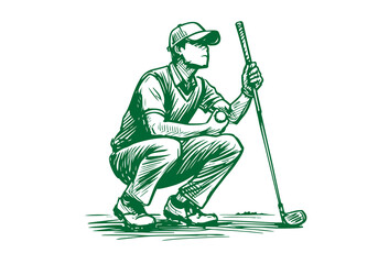 Golf Player hand drawn sketch vector illustration © Shutoda