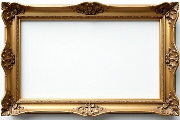 Simple antique gold picture frame, clean background , art, object