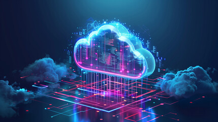 Data science, database management, futuristic information technology background. Data engineering with AI and cloud computing, big data analytics, digital transformation, future tech -