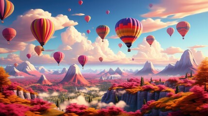 Fototapeta premium An air balloon festival with colorful balloons