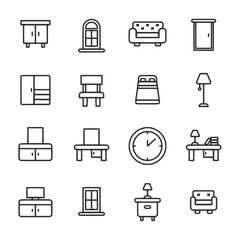 A set of icons for furniture and home items