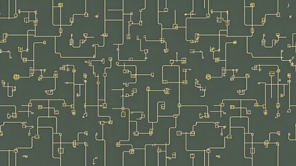 Intricate Abstract Design of Interconnected Lines on a Dark Background Representing Technology