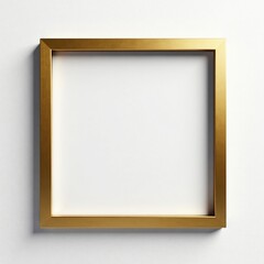Modern golden square frame mockup with soft shadow, graphic, metallic