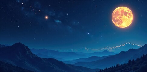 Subtle celestial pattern; soft moons, stars, suns on midnight blue , blue, texture