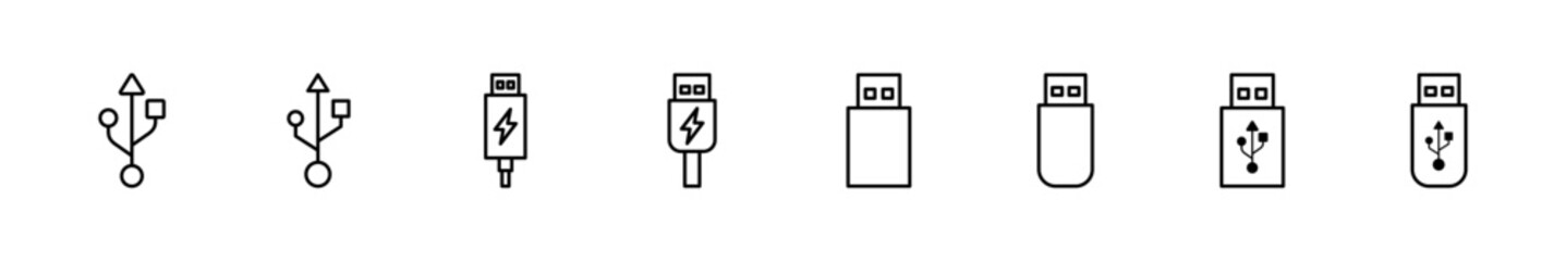 Usb icon set. Flash disk icon vector