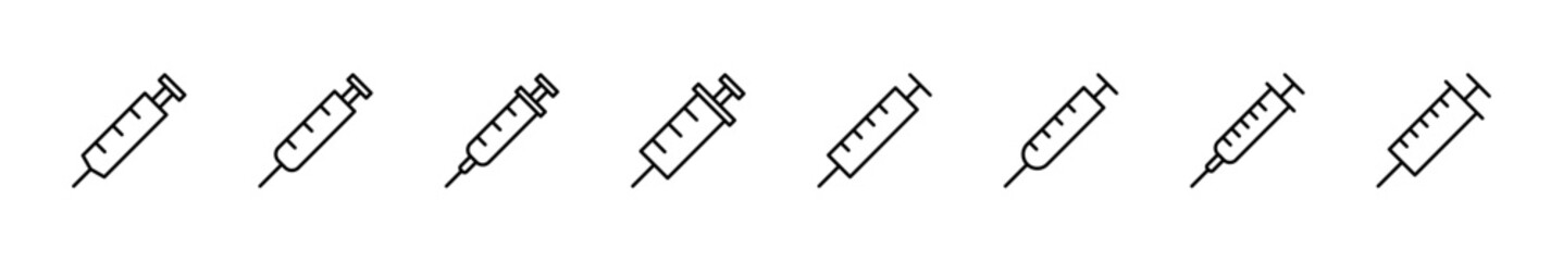 Syringe icon set. injection icon vector.