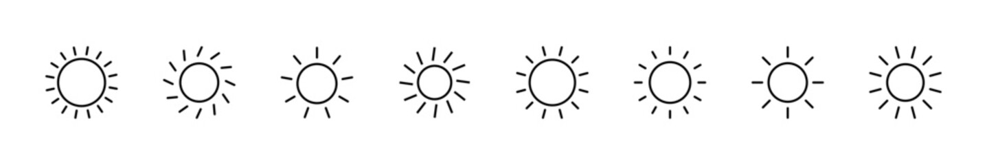 Sun icon set. Brightness Icon vector