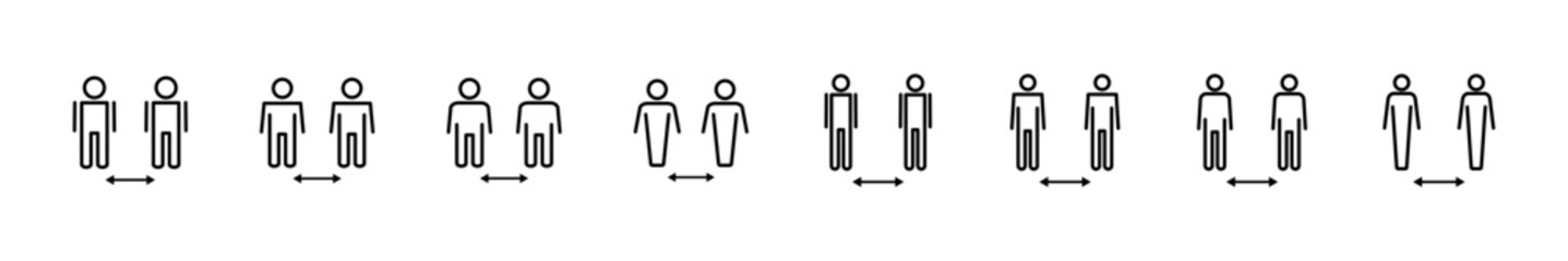 Social distance icon set. social distancing icon. self quarantine sign