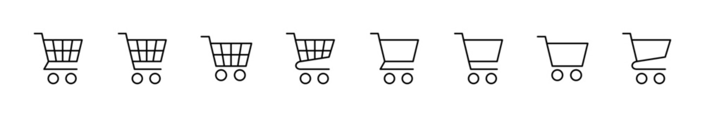 Shopping icon set. Shopping cart icon. Trolley icon vector