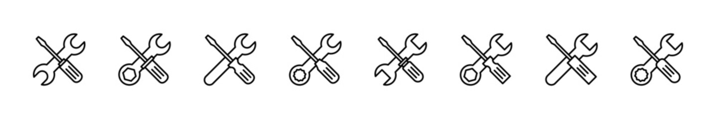 Repair tools icon set. tool icon vector. setting icon vector. Wrench and screwdriver. support, Service