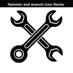 Crossed Wrenches: a bold vector illustration of two crossed wrenches. this graphic represents craftsmanship and industry. The tools overlap, creating a strong visual of service and design.