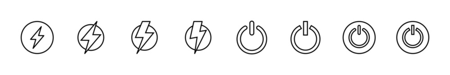 Power icon set. Power Switch Icon. Electric power