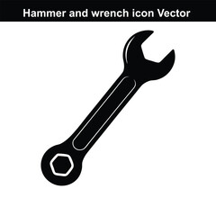 Wrench Icon: A sleek, minimalist illustration of a wrench, a fundamental tool representing mechanics, construction, and problem-solving, standing alone.