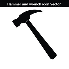 Hammer Icon: A sleek, monochromatic silhouette of a hammer, a quintessential tool representing craftsmanship and construction.