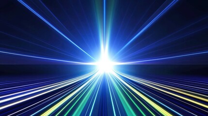 Obraz premium Blue and white glowing lines radiating outwards from the center