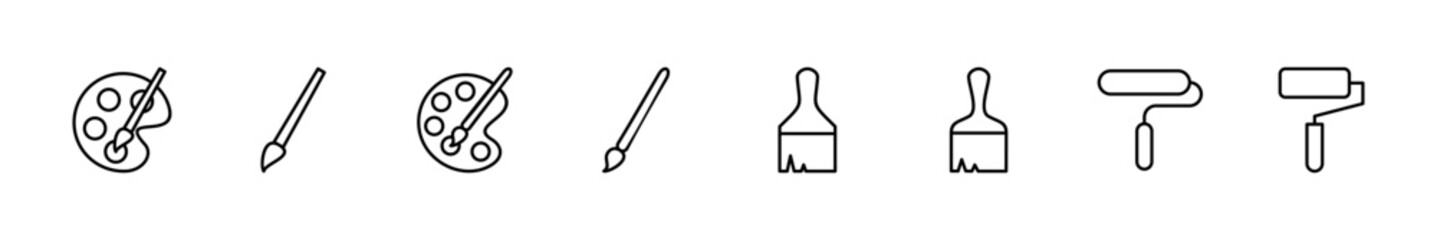 Paint icon set. paint brush icon vector. paint roller icon vector