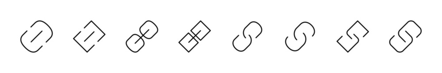 Link icon set. Hyperlink chain symbol.