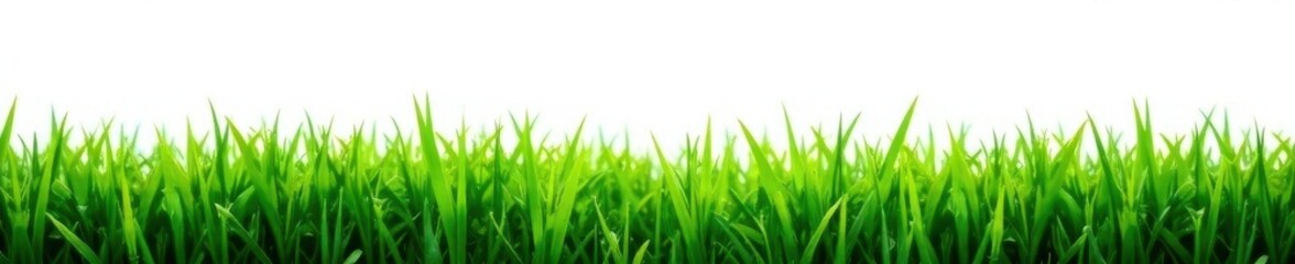 Obraz premium Dense patch of green grass, finely textured, pure white backdrop , plants, lawn, nature