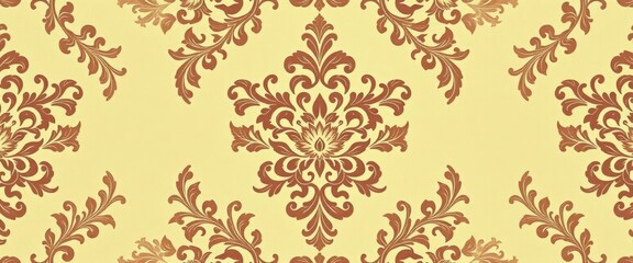 Intricate floral damask pattern in muted tones, perfect for wallpaper, subtle, background