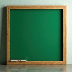 Elegant green chalkboard in wooden frame, clean background , display, green, template