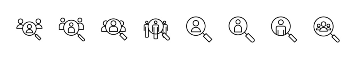 Hiring icon set. Search job vacancy icon. Human resources concept. Recruitment