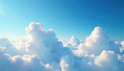 Pillow-like clouds drift across vibrant blue Crisp, ethereal, idyllic scene , nature, blue sky
