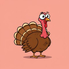 Cartoon Turkey with Red Tail