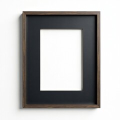 Obraz premium Simple black wooden frame isolated on white backdrop, photography, simple design