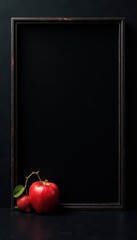 Subtle black frame against a deep black background; almost camouflaged , border, stylish
