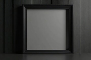 Subtle black frame against black wall Perfect for mockups , monochrome backdrop, minimal