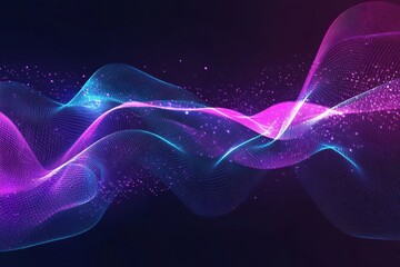Fototapeta premium Abstract waves of purple and blue light with sparkling effects.