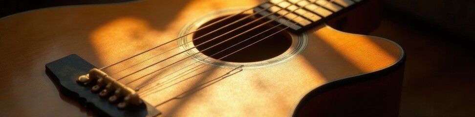 Obraz premium Sunlit acoustic guitar, open notebook, music notes visible , recording, writing