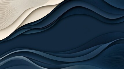 Obraz premium Abstract fluid curves and elegant waves on a deep navy blue background, featuring smooth flowing lines and dynamic motion for modern digital art, stylish wallpaper, and futuristic design concepts 