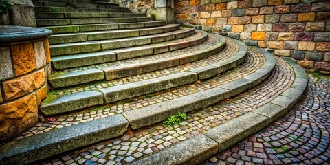 Ancient Cobblestone Steps: Rustic Granit Pathway, Outdoor Texture