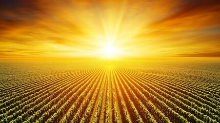 Golden Sunset over a Cornfield