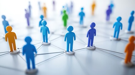 Colorful figures representing connections and networks among people in a modern digital environment