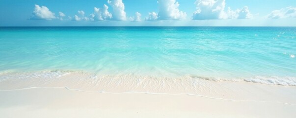 White sand beach, gentle surf, clear blue water , white, ocean view