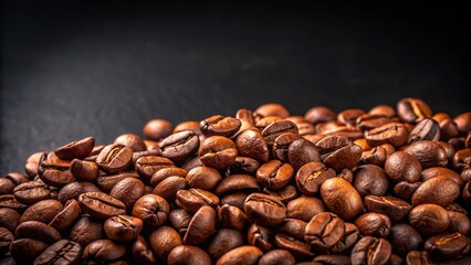 Aromatic Roasted Coffee Beans: Dark Background Flat Lay Banner Image