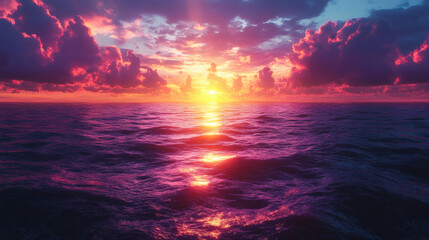 Fototapeta premium Pixelated Sunset Over Calm Sea