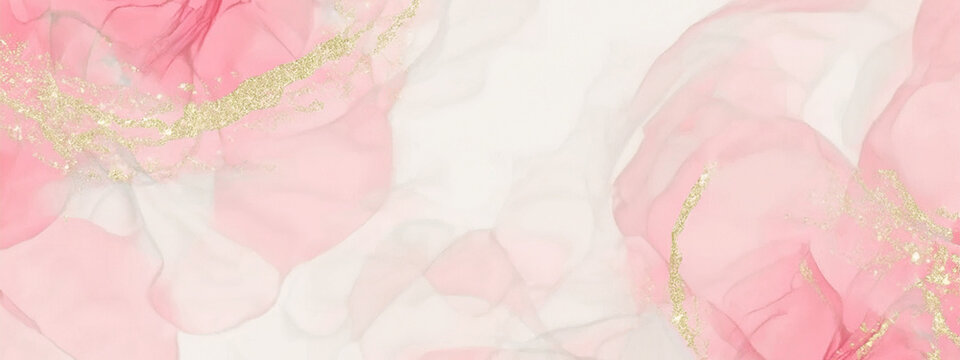 Marble texture liquid watercolor background with golden lines. Pastel marble  ink drawing effect.design template for wedding invitation, menu