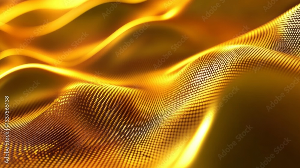 Wall mural abstract gold background with dynamic square patterns and flowing waves featuring a modern luxury de